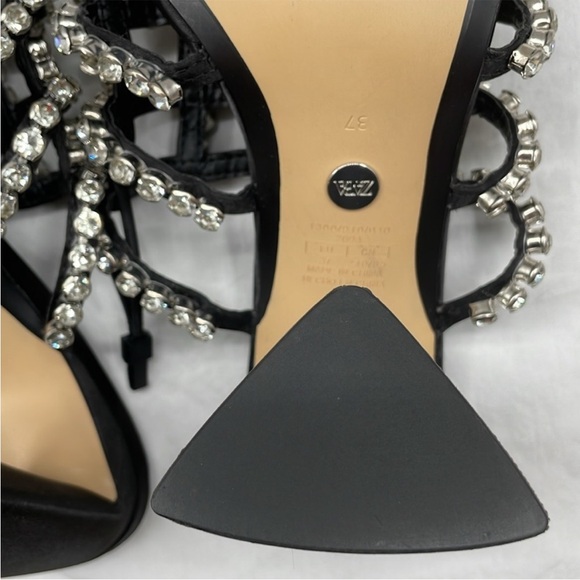 NEW! Zara Boho Black Heeled Mules With Rhinestones. EU37. - Picture 12 of 12